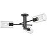Crown Point 29.4" Wide 3 Light Matte Black Flush Mount with Seedy Shad