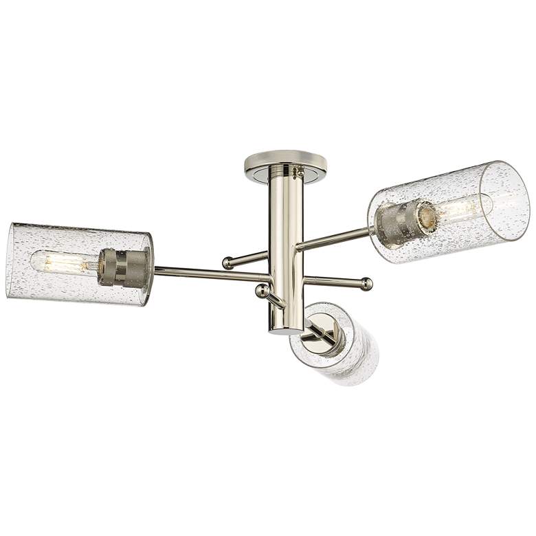 Image 1 Crown Point 29.4" Wide 3 Light Polished Nickel Flush Mount with Seedy 