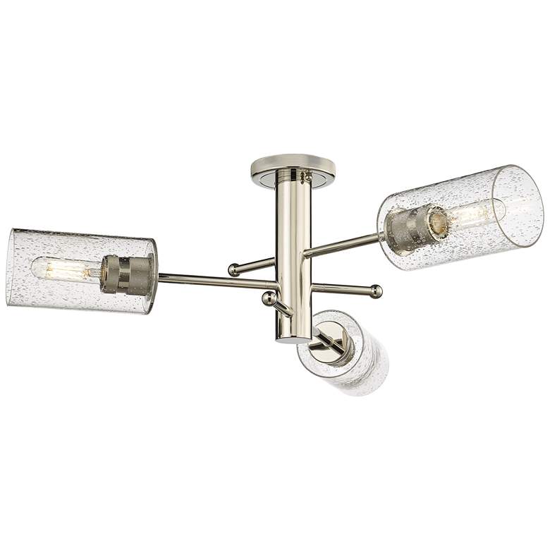 Image 1 Crown Point 29.4" Wide 3 Light Polished Nickel Flush Mount with Seedy