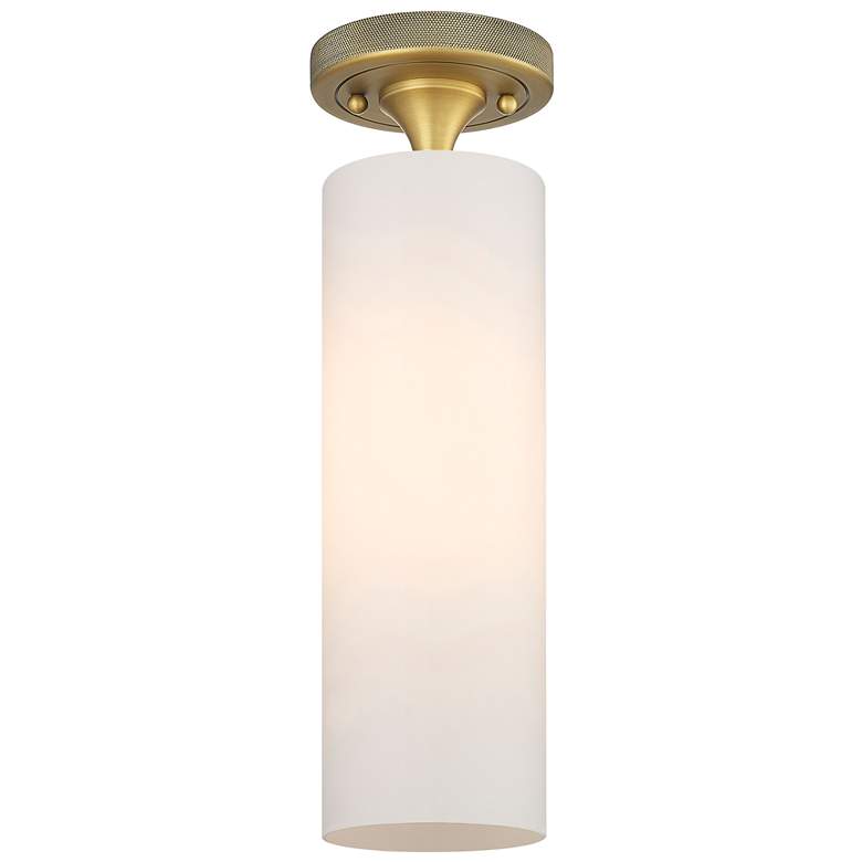 Image 1 Crown Point 3.88" Wide Brushed Brass Flush Mount With Matte White Shad
