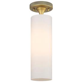 Crown Point 3.88" Wide Brushed Brass Flush Mount With Matte White Shad Crown Point 3.88" Wide Brushed Brass Flush Mount With Matte White Shad