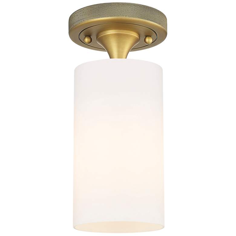 Image 1 Crown Point 3.88 inch Wide Brushed Brass Flush Mount With Matte White Shad