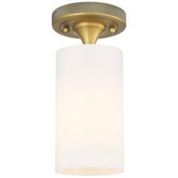Crown Point 3.88" Wide Brushed Brass Flush Mount With Matte White Shad