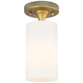 Crown Point 3.88" Wide Brushed Brass Flush Mount With Matte White Shad Crown Point 3.88" Wide Brushed Brass Flush Mount With Matte White Shad