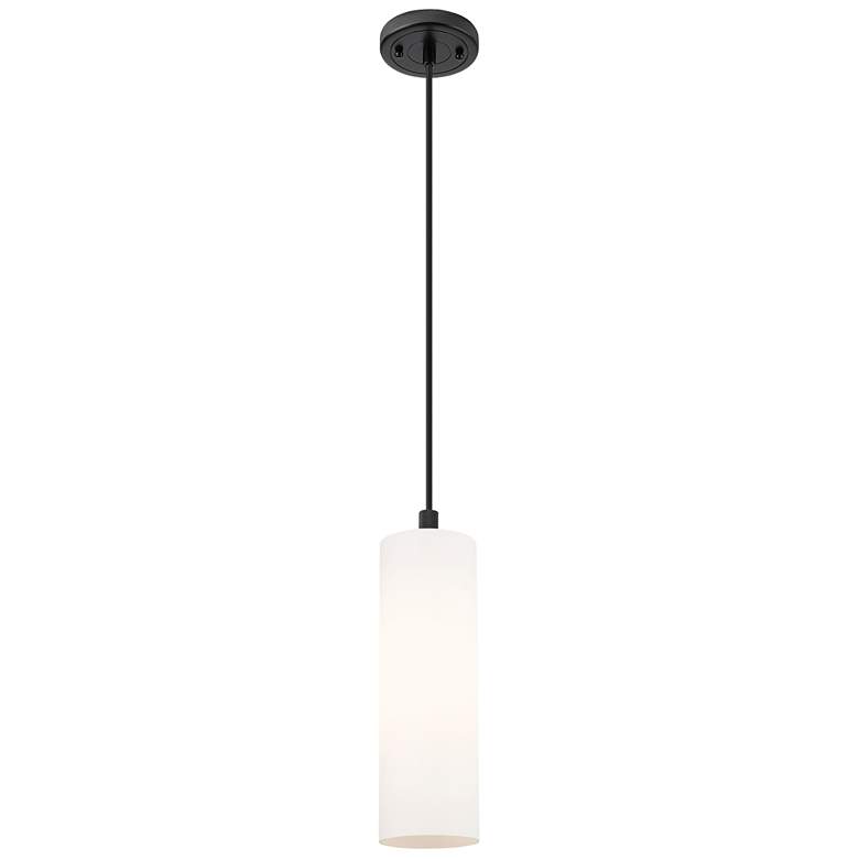 Image 1 Crown Point 3.88" Wide Matte Black Cord Hung Pendant With Matte White