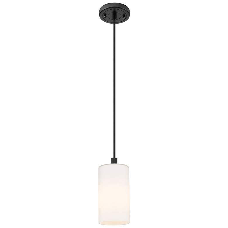 Image 1 Crown Point 3.88 inch Wide Matte Black Cord Hung Pendant With Matte White 
