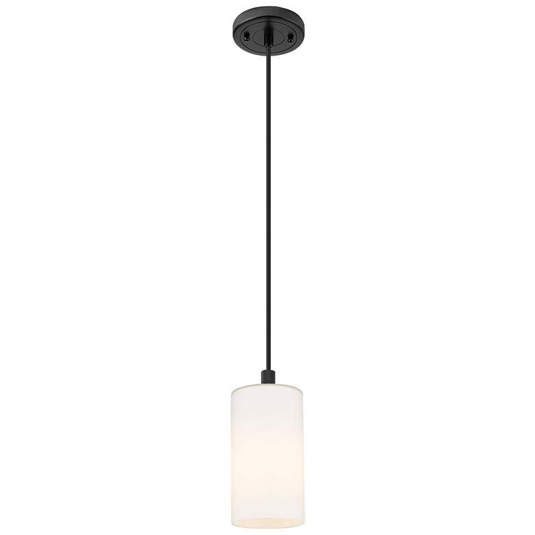 Image 1 Crown Point 3.88" Wide Matte Black Cord Hung Pendant With Matte White