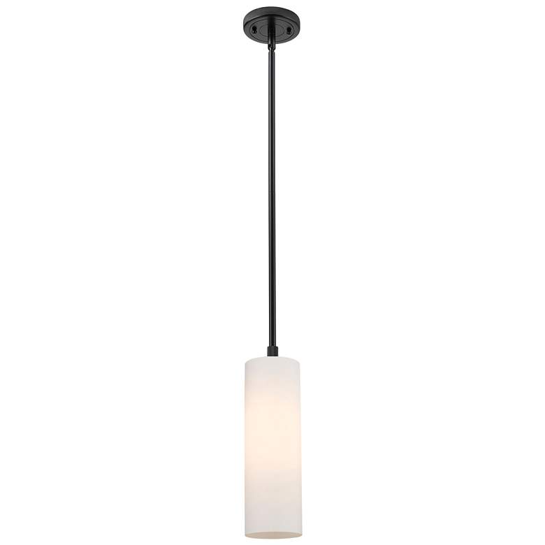 Image 1 Crown Point 3.88" Wide Matte Black Stem Hung Pendant With Matte White