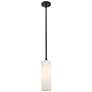 Crown Point 3.88" Wide Matte Black Stem Hung Pendant With Matte White