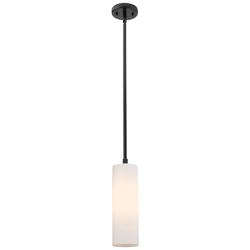Crown Point 3.88" Wide Matte Black Stem Hung Pendant With Matte White