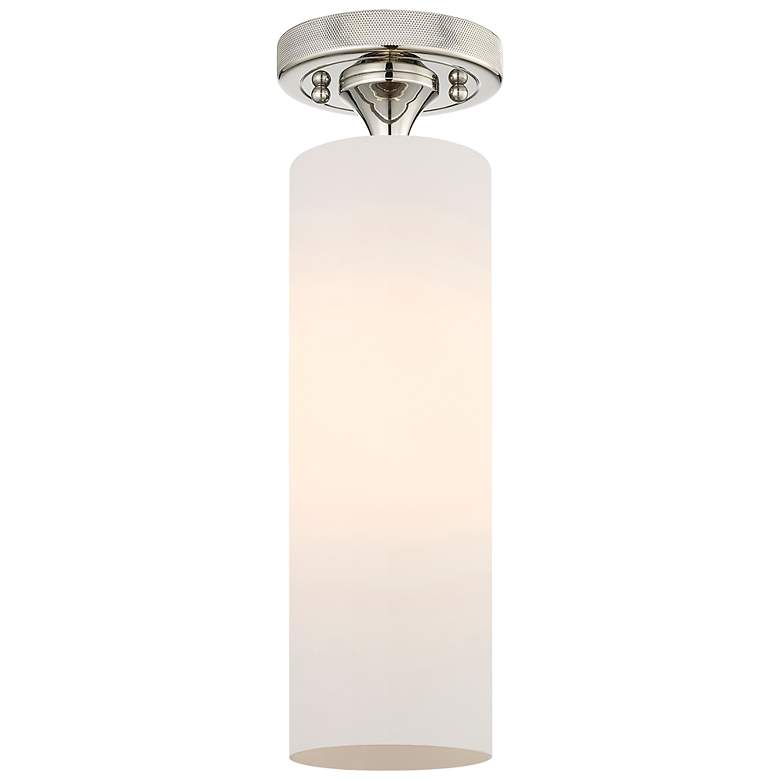 Image 1 Crown Point 3.88" Wide Polished Nickel Flush Mount With Matte White Sh
