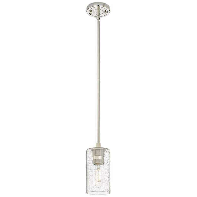 Image 1 Crown Point 3.88 inch Wide Polished Nickel Stem Hung Pendant With Seedy Sh