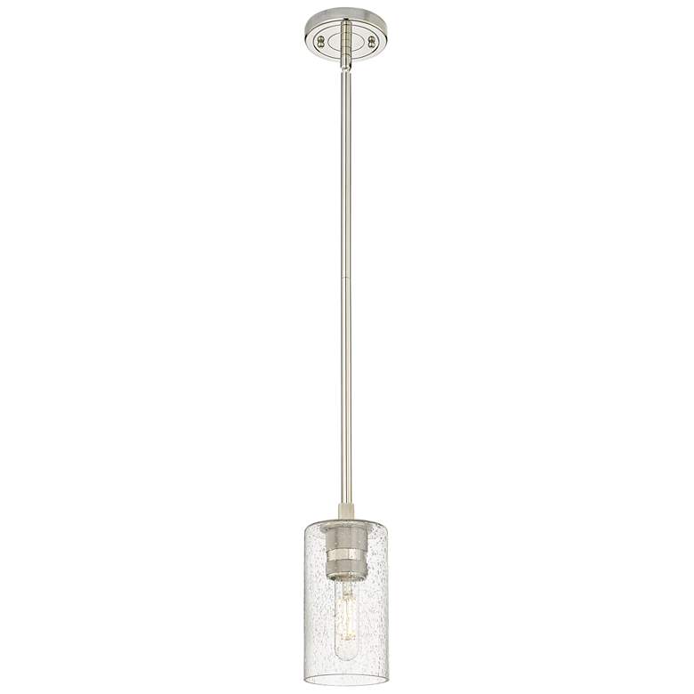Image 1 Crown Point 3.88" Wide Polished Nickel Stem Hung Pendant With Seedy Sh