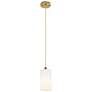 Crown Point 3.88"W Brushed Brass Cord Hung Pendant With Matte White Sh