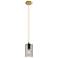 Crown Point 3.88"W Brushed Brass Cord Hung Pendant With Plated Smoke S