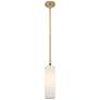 Crown Point 3.88"W Brushed Brass Stem Hung Pendant With Matte White Sh