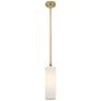 Crown Point 3.88"W Brushed Brass Stem Hung Pendant With Matte White Sh