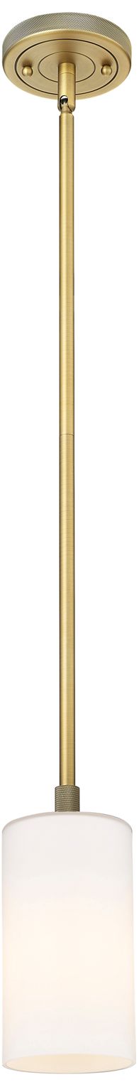 Image 2 Crown Point 3.88"W Brushed Brass Stem Hung Pendant With Matte White Sh more views