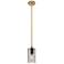 Crown Point 3.88"W Brushed Brass Stem Hung Pendant With Plated Smoke S
