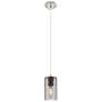 Crown Point 3.88"W Polished Nickel Cord Hung Pendant w/ Plated Smoke S