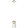 Crown Point 3.88"W Polished Nickel Cord Hung Pendant With Deco Swirl S