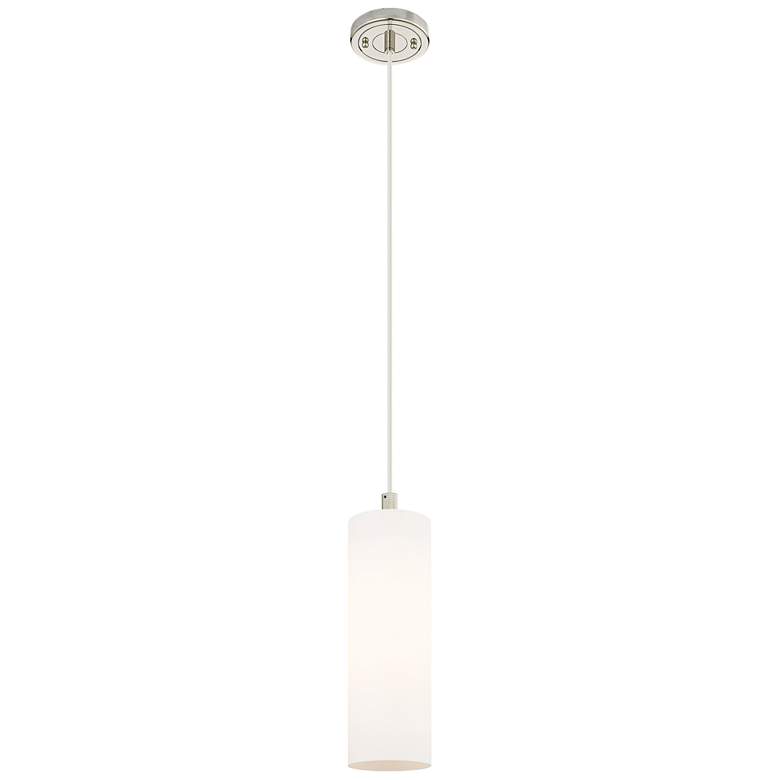 Image 1 Crown Point 3.88"W Polished Nickel Cord Hung Pendant With Matte White