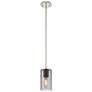 Crown Point 3.88"W Polished Nickel Stem Hung Pendant w/ Plated Smoke S