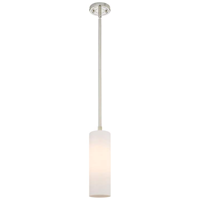 Image 1 Crown Point 3.88"W Polished Nickel Stem Hung Pendant With Matte White