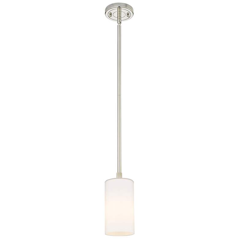 Image 1 Crown Point 3.88"W Polished Nickel Stem Hung Pendant With Matte White