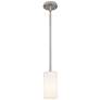 Crown Point 3.88"W Satin Nickel Stem Hung Pendant With Matte White Sha