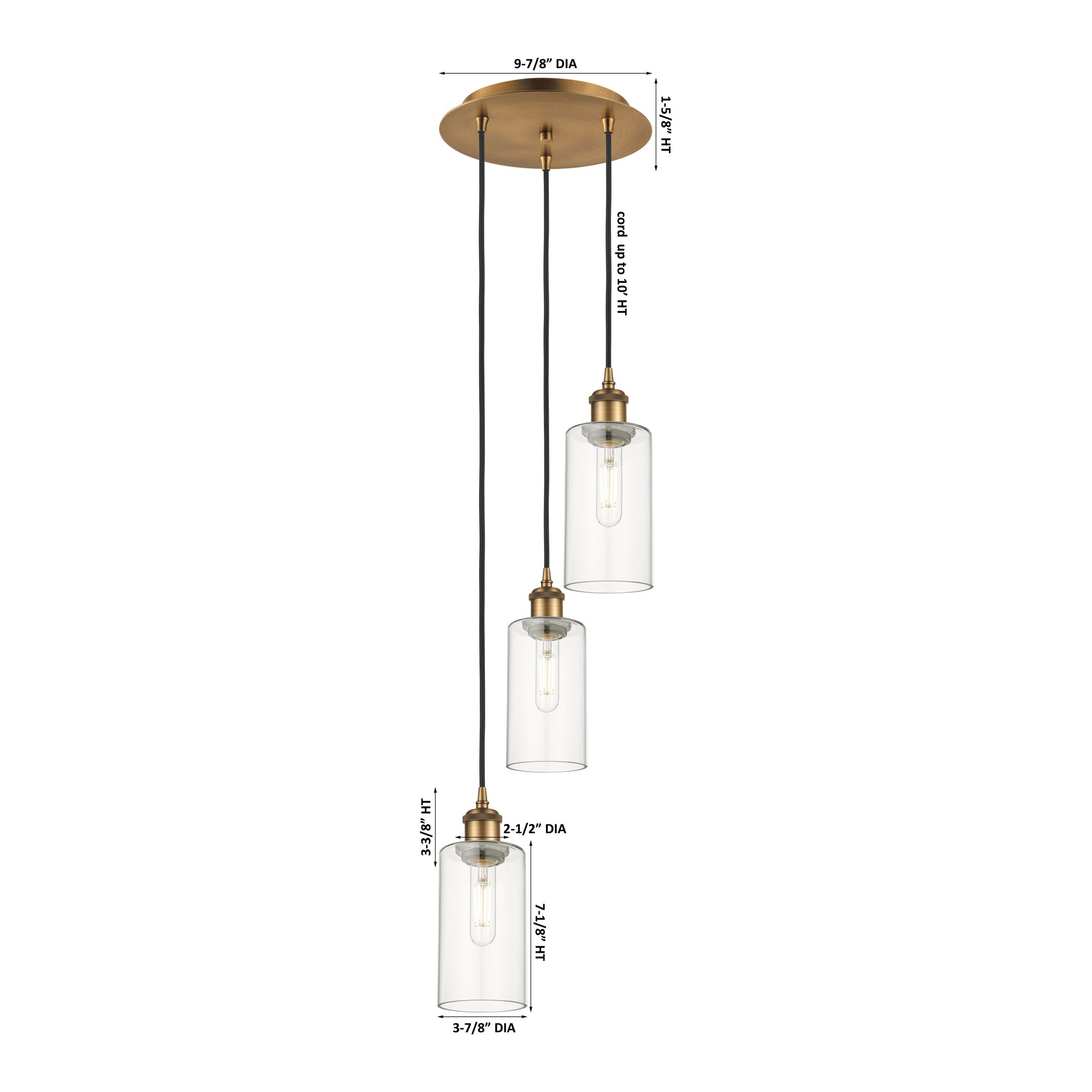 Image 3 Crown Point 3 Light 13" Cord Hung Multi Pendant Nickel w/ Deco Swirl Shade more views