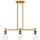 Crown Point 30.5"W 3 Light Brushed Brass Stem Island Light w/ Clear Sh