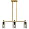 Crown Point 30.5"W 3 Light Brushed Brass Stem Island Light w/ Smoke Sh
