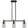 Crown Point 30.5"W 3 Light Matte Black Stem Island Light w/ Smoke Shad