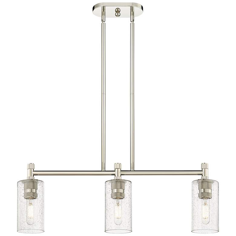 Image 1 Crown Point 30.5"W 3 Light Polished Nickel Stem Island Light w/ Seedy