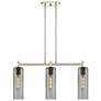 Crown Point 30.5"W 3 Light Polished Nickel Stem Island Light w/ Smoke