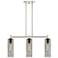 Crown Point 30.5"W 3 Light Polished Nickel Stem Island Light w/ Smoke