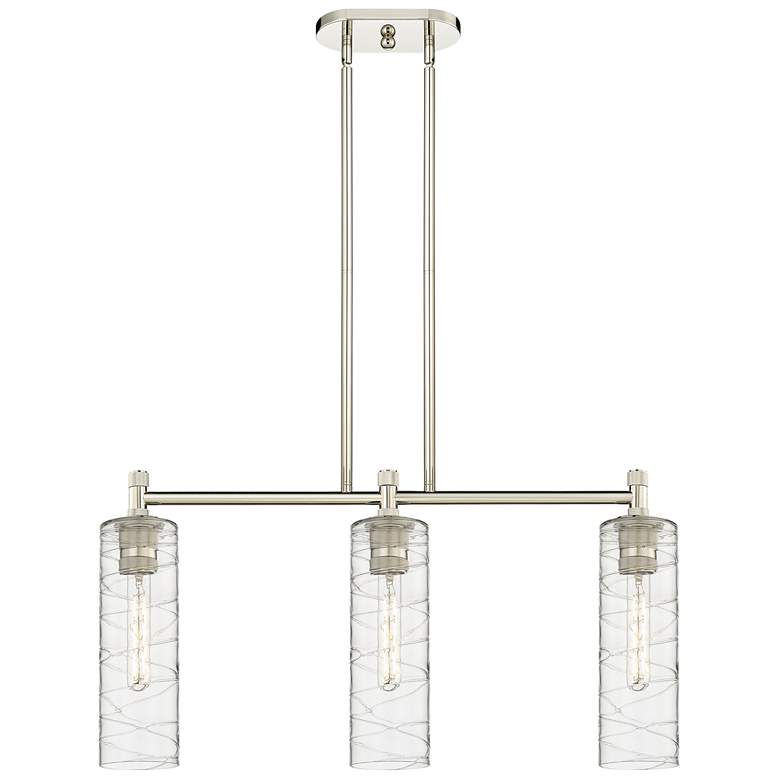 Image 1 Crown Point 30.5"W 3 Light Polished Nickel Stem Island Light w/ Swirl