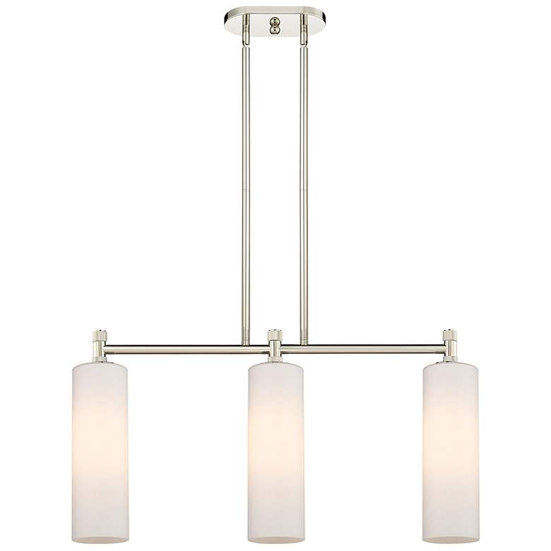 Image 1 Crown Point 30.5"W 3 Light Polished Nickel Stem Island Light w/ White