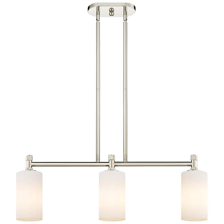 Image 1 Crown Point 30.5"W 3 Light Polished Nickel Stem Island Light w/ White