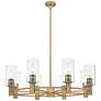1_Crown Point 32"W 8 Light Brass Stem Chandelier w/ 7" Clear Shade