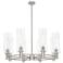 Crown Point 32"W 8-Lt Satin Nickel Stem Chandelier w/ 12" Clear Shade