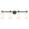 Crown Point 33.88"W 4 Light Matte Black Bath Light With Matte White Sh