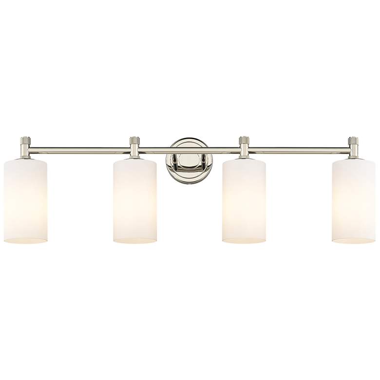 Image 1 Crown Point 33.88 inchW 4 Light Polished Nickel Bath Light w/ Matte White 