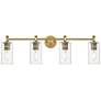 Crown Point 34" Wide 4 Light Brushed Brass Bath Light With Clear Shade