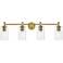 Crown Point 34" Wide 4 Light Brushed Brass Bath Light With Clear Shade