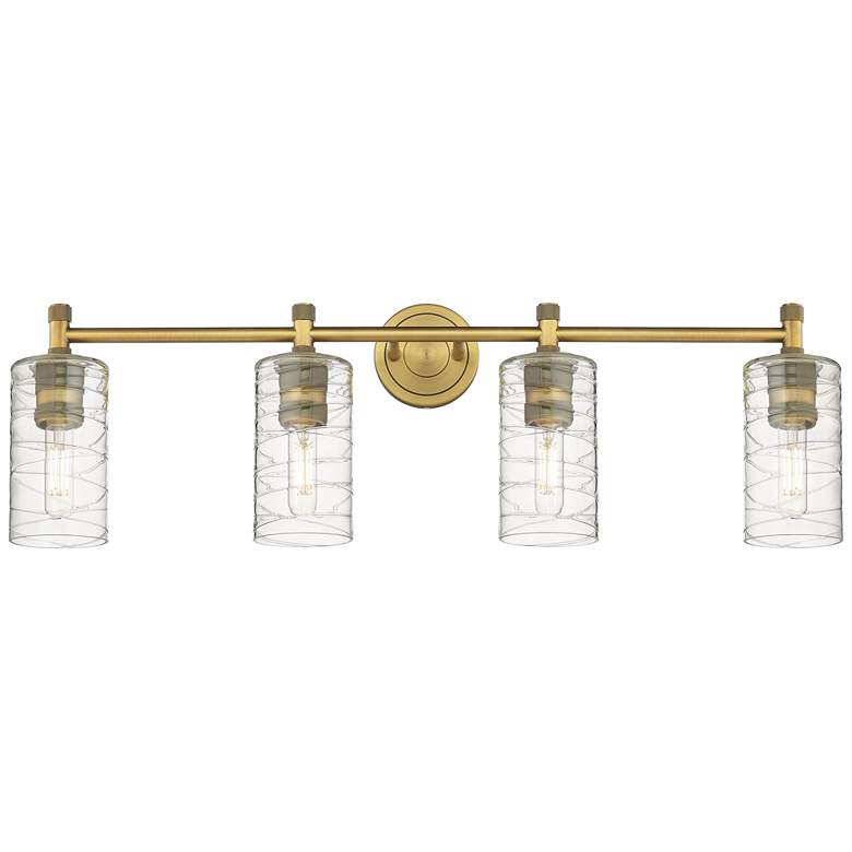 Image 1 Crown Point 34" Wide 4 Light Brushed Brass Bath Light With Deco Swirl 