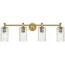 Crown Point 34" Wide 4 Light Brushed Brass Bath Light With Deco Swirl 