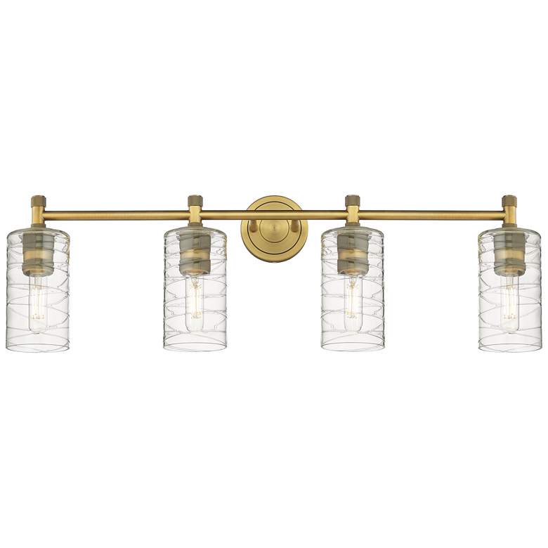 Image 1 Crown Point 34" Wide 4 Light Brushed Brass Bath Light With Deco Swirl