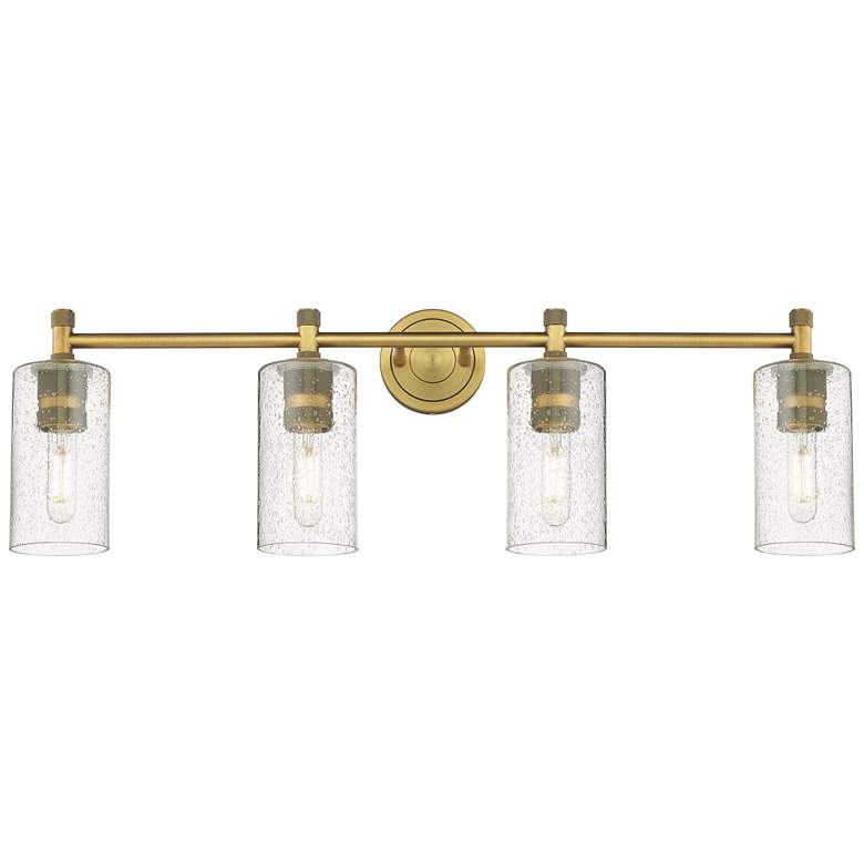 Image 1 Crown Point 34" Wide 4 Light Brushed Brass Bath Light With Seedy Shade